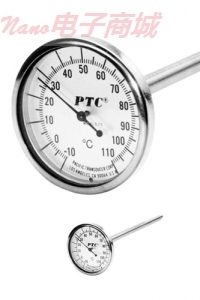 美国PTC 通用实验室不锈钢阀杆温度计074-A-18